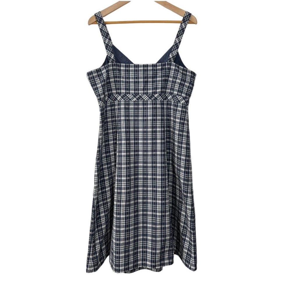Nine West Blue Plaid Cotton Summer Dress Size 16 - Picture 6 of 15